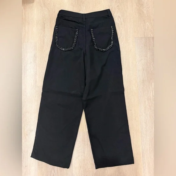 NWOT Sandro black rhinestone oversized jeans - Picture 6 of 7